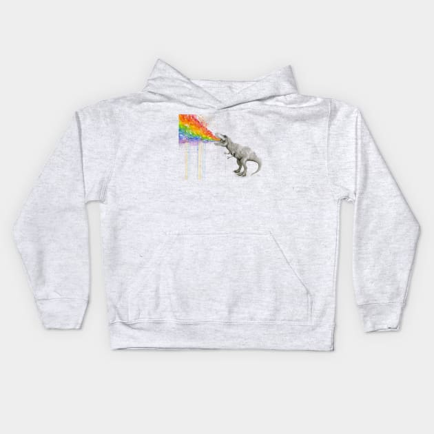 T-Rex Puking Painbows Kids Hoodie by Olechka